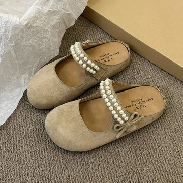 Xajzpa Flat Shoes Female Woman's Slippers Platform String Bead Slides Cover Toe 2025 Summer Soft  Shoes Women Cover Toe Slippers Flat P